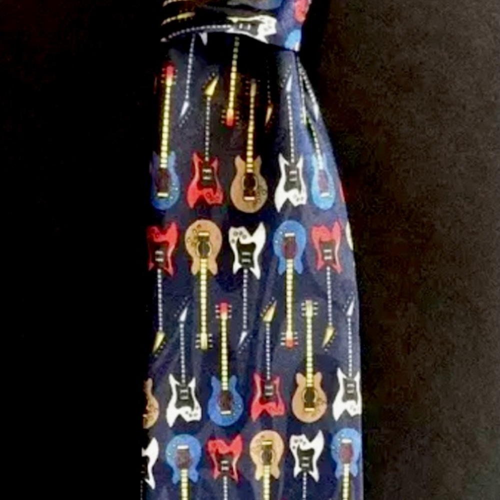 Guitars Bass Electric Music Instruments Navy Blue Men’s Tie Necktie 58”